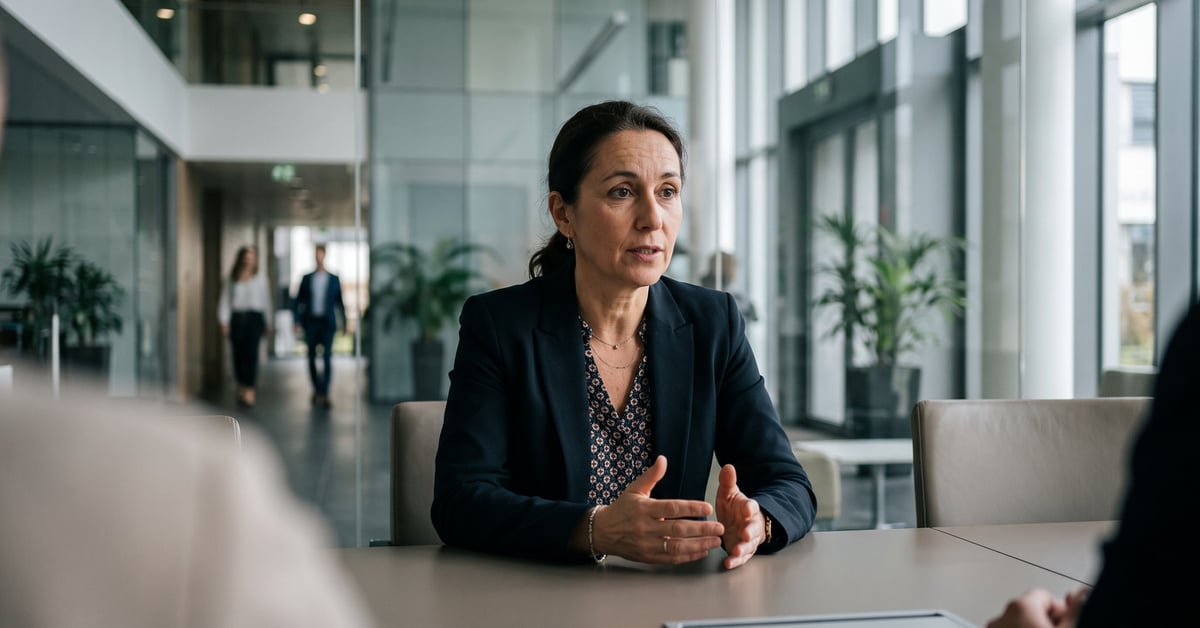 Directrice ressources humaines en environnement de travail moderne, posture professionnelle et assurée