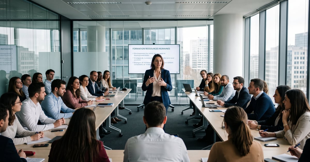 Formation ressources humaines : professionnels en session de formation RH en entreprise