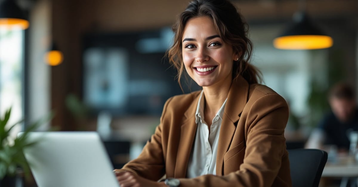 Assistante de gestion administrative travaillant sur ordinateur dans un bureau moderne