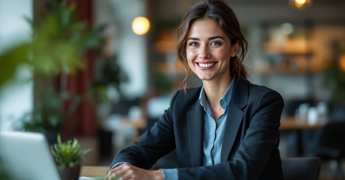 Chargée de communication interne au travail dans un bureau moderne